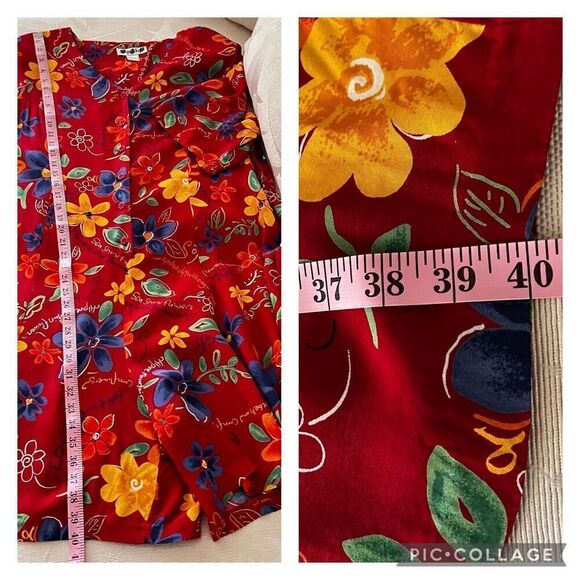 VTG Jacque & Koko Romper Womens 14/16 Pockets Floral Red Multicolor *See Note - Picture 8 of 16